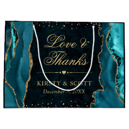 Marble Agate Wedding mit aquamarinem und Gold Glit Große Geschenktüte