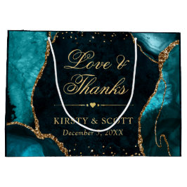 Marble Agate Wedding mit aquamarinem und Gold Glit Große Geschenktüte
