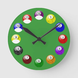 Marble Ball Green Felt Pool Clock Runde Wanduhr