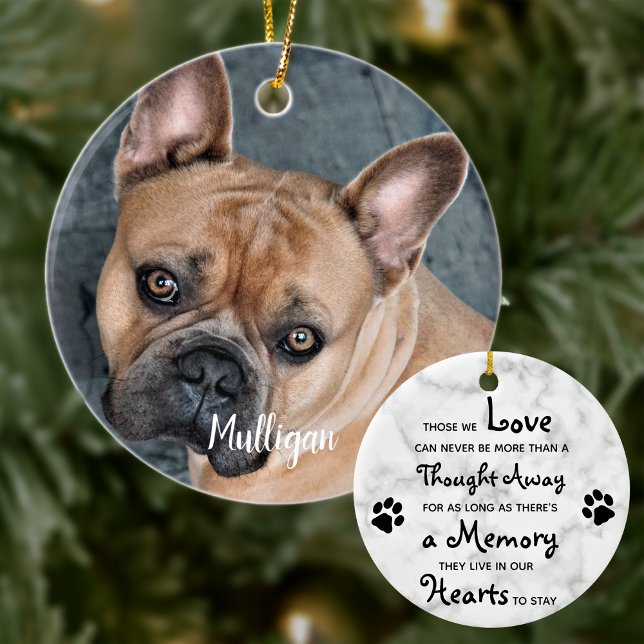 Marble Beileid Quote Dog Foto Pet Memorial Keramik Ornament (Von Creator hochgeladen)