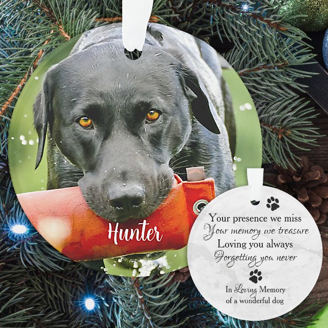 Marble Beileid Quote Dog Foto Pet Memorial Ornament (Von Creator hochgeladen)