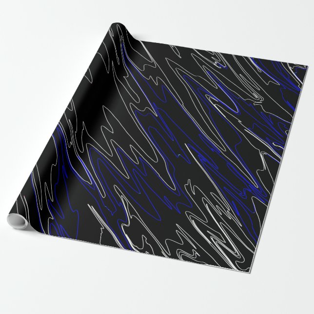 Marble Black Blue Geschenkpapier (Ungerollt)