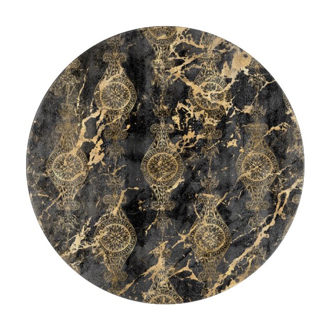 MARBLE BLACK GOLD VINTAG TRAY CUTTING BOARD SCHNEIDEBRETT (Vorderseite)