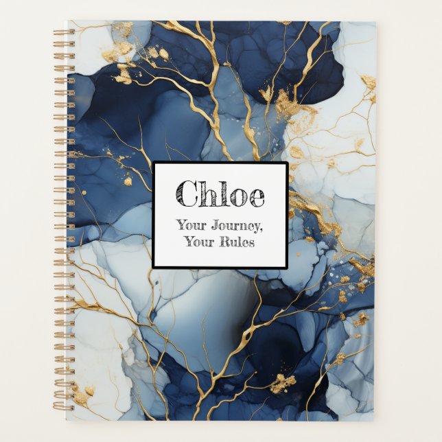 Marble Blue&Gold Ihre Reise, Ihre Regeln Planer (Vorderseite)