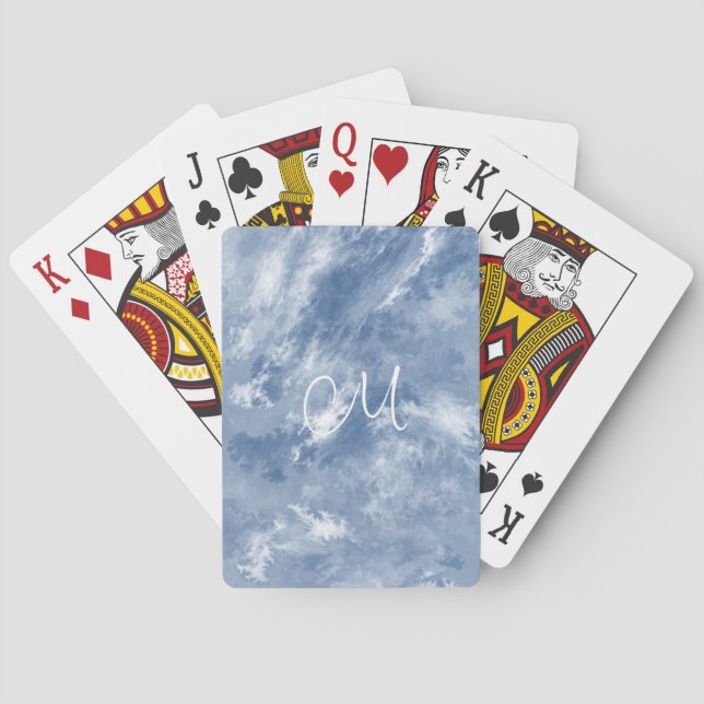 Marble Blue White Abstrakt Sky personalisiert Spielkarten (Rückseite)