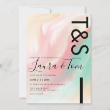 Marble Bold Pink Aquamarin Peach Typografy Wedding