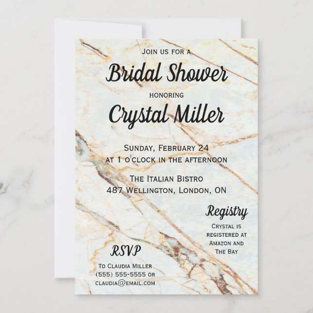 Marble Bridal Dusche Einladung (Vorderseite)