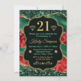 Marble Christmas Agate & Gold Glitzer Geburtstag Einladung