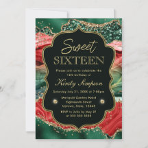 Marble Christmas Agate & Gold Glitzer Sweet 16