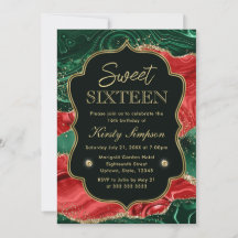 Marble Christmas Agate & Gold Glitzer Sweet 16