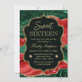 Marble Christmas Agate & Gold Glitzer Sweet 16 Einladung