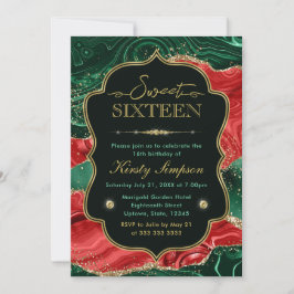 Marble Christmas Agate & Gold Glitzer Sweet 16 Einladung