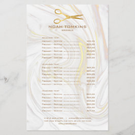 Marble des Barberservice-Menüs der Gold Scissors Flyer