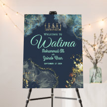Marble Dusty Blue Walima Islamic Wedding Willkomme