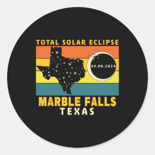 Marble Falls Texas Total Solar Eclipse 2024 Runder Aufkleber