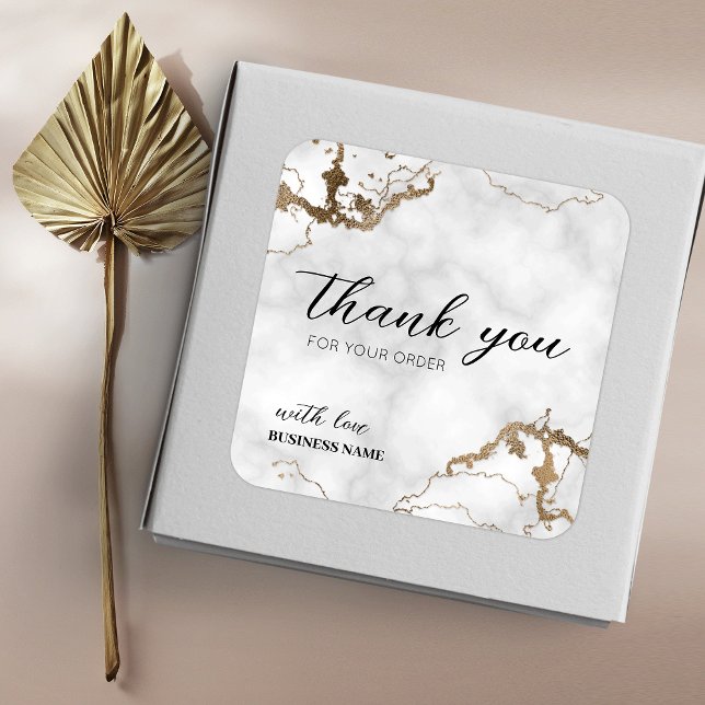 Marble Faux Gold Elegant Thank You For Purchase Quadratischer Aufkleber (Von Creator hochgeladen)