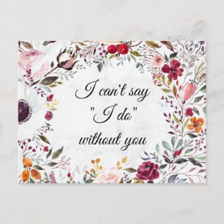 Marble Floral Wedding Bridesmaid Vorschlag Card Postkarte