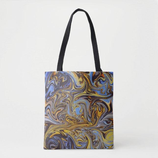 Marble Forms – Blue & Gold Artistic Tote Bag (Devant)