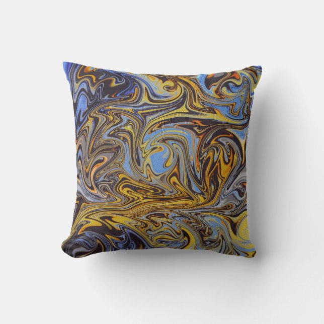 Marble Forms – Blue & Gold Decorative Pillow Kissen (Vorderseite)