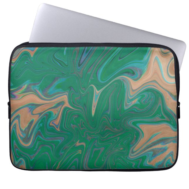 Marble Forms – Green & Gold Natural Flow Laptopschutzhülle (Vorderseite)
