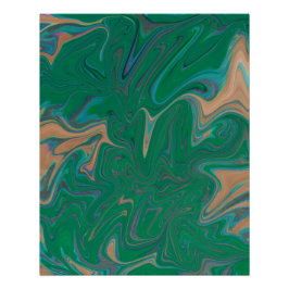 Marble Forms – Green & Gold Natural Flow Poster
