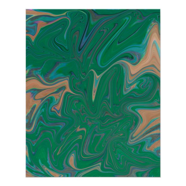 Marble Forms – Green & Gold Natural Flow Poster (Vorderseite)