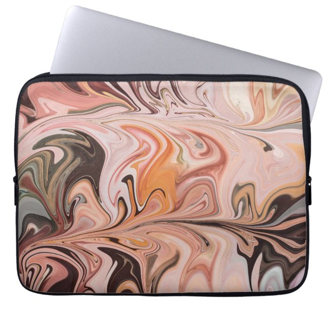 Marble Forms – Pink & Beige Soft Marble Laptopschutzhülle (Vorderseite)
