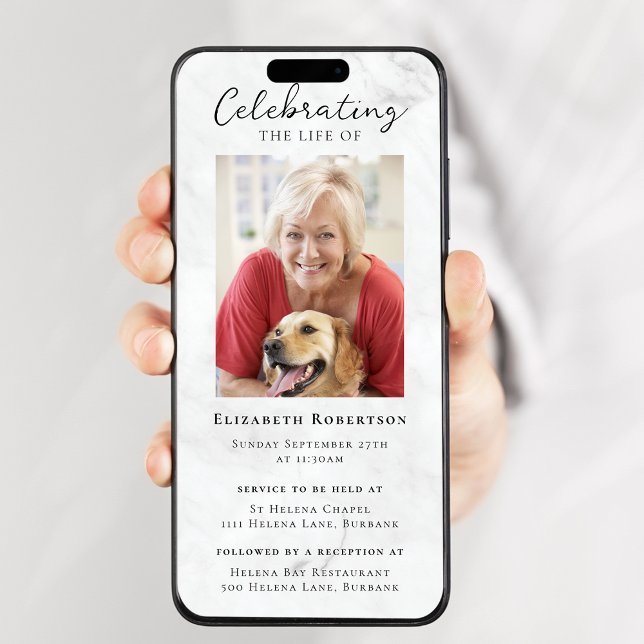 Marble Foto Beerdigung Digitale Einladung (Von Creator hochgeladen)