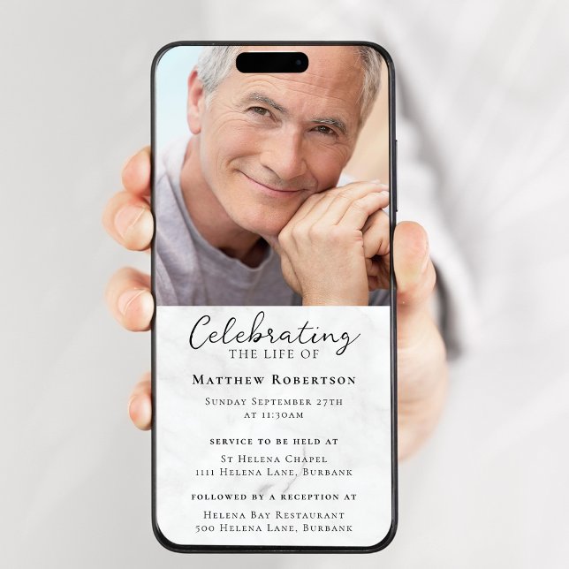 Marble Foto Beerdigung Digitale Einladung (Von Creator hochgeladen)