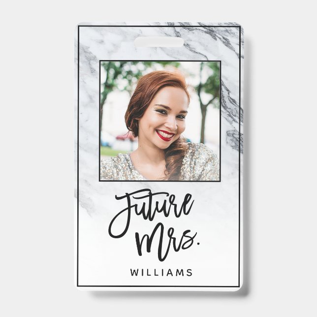 Marble Future Mrs Bride Junggeselinnen-Abschied Fo Ausweis (Vorderseite)