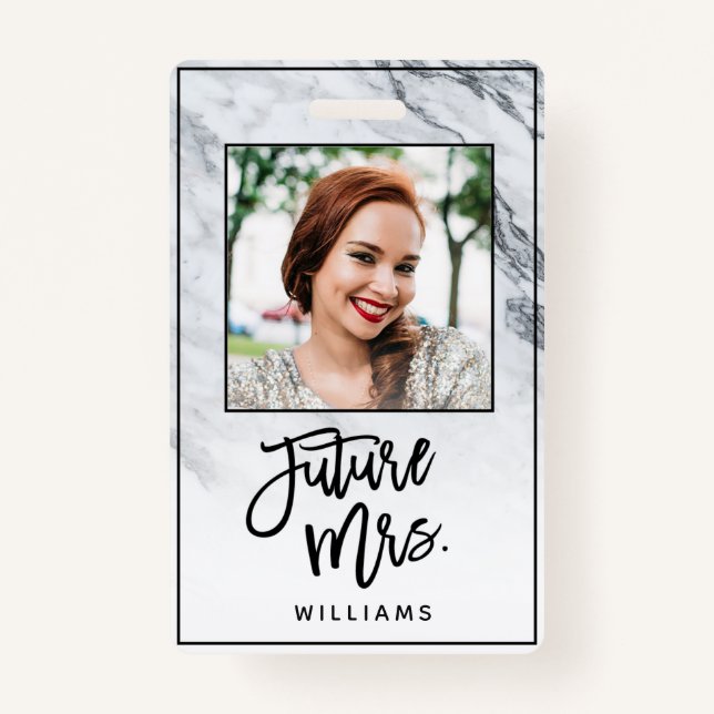 Marble Future Mrs Bride Junggeselinnen-Abschied Fo Ausweis (Vorderseite)