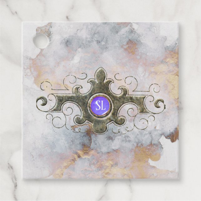 Marble Gemstone Monogram Geschenkanhänger (Vorderseite)