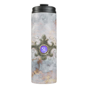 Marble Gemstone Monogram Thermosbecher