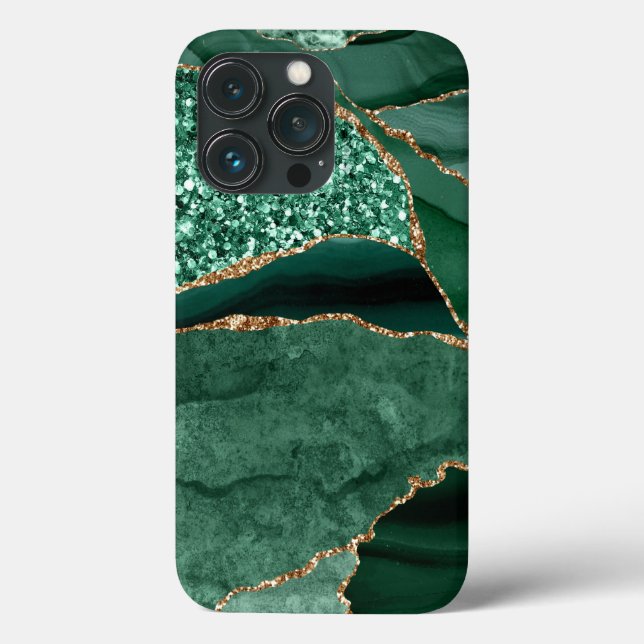 Marble Geode Gold Green Glitzer Agate Case-Mate iPhone Hülle (Rückseite)
