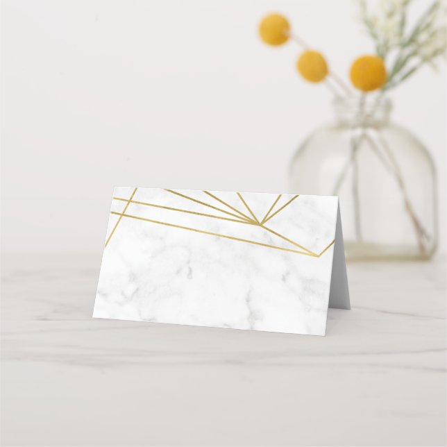Marble Geometric Elegant Wedding Platzkarte (Vorderseite)