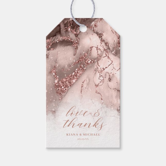 Marble Glitzer Wedding Danke Rose Gold ID644 Geschenkanhänger (Vorderseite)