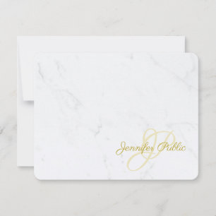 Marble Gold Calligrafierte Skriptname Moderne Tren Mitteilungskarte