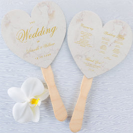 Marble Gold Calligraphy Heart Wedding Program Fächer