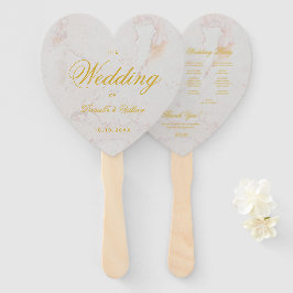 Marble Gold Calligraphy Heart Wedding Program Fächer