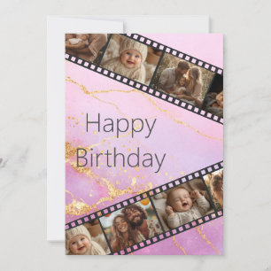 Marble & Gold Film Strip Photo Bonne carte d'anniv