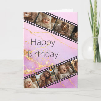 Marble & Gold Film Strip Photo Bonne carte d'anniv