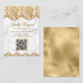 Marble Gold Foil Lace QR Code UAWG Wedding Website Begleitkarte