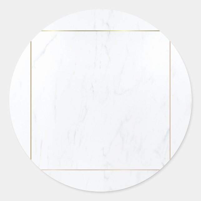 Marble Gold Frame Moderne elegante Blank Template Runder Aufkleber (Vorderseite)