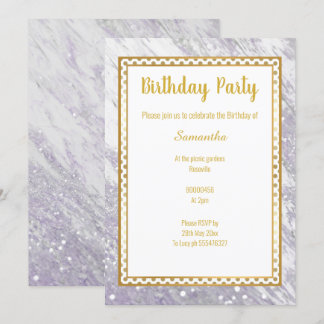 MARBLE GOLD LILAC SPOT GEBURTSTAG EINLADUNG