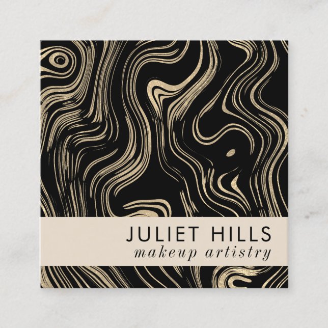 Marble Gold Square Business Card Quadratische Visitenkarte (Vorderseite)
