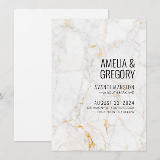 Marble Gold und Black Wedding Einladung