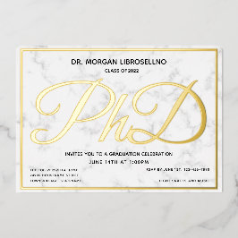 Marble Gold White PhD Abschluss Einladung