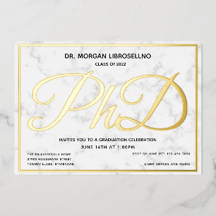 Marble Gold White PhD Abschluss Einladung