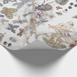 Marble Gray Gold Meadow Butterfly Insekten Gem Geschenkpapier