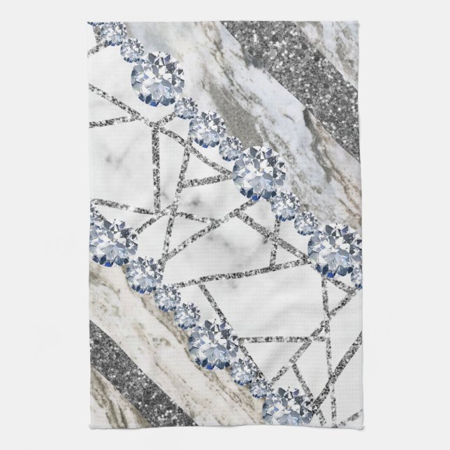 Marble Gray Gold White Geschirrtuch (Vertikal)